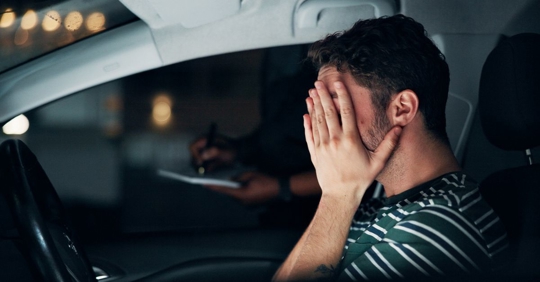 worried man pulled over for DUI