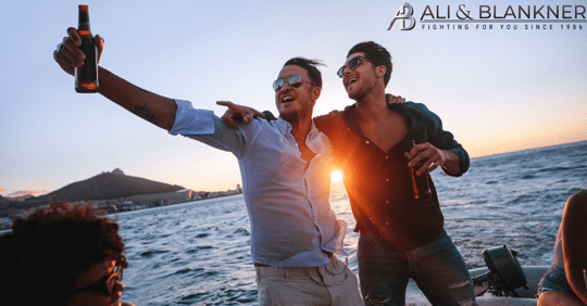 Guys Drinking on a Boat